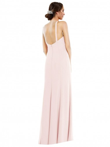 Rosa Trompete Neckholder Strech-Krepp Lange Formale Brautjungfernkleider / Abendkleider / Abiballkleider Kaufen