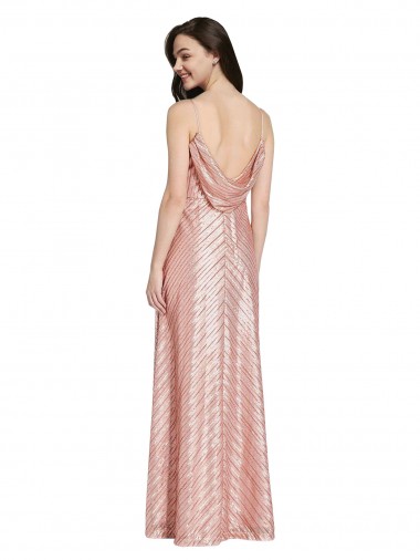 Roségold Etui V-Ausschnitt Paillette Lange Formale Brautjungfernkleider / Abendkleider / Abiballkleider Kaufen