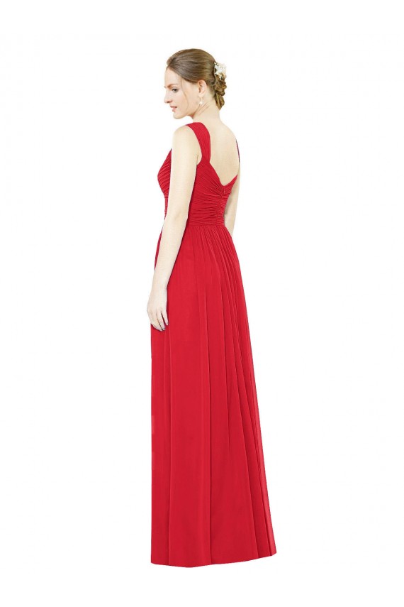 Rot A-Linien Chiffon Lange Brautjungfernkleider Kaufen