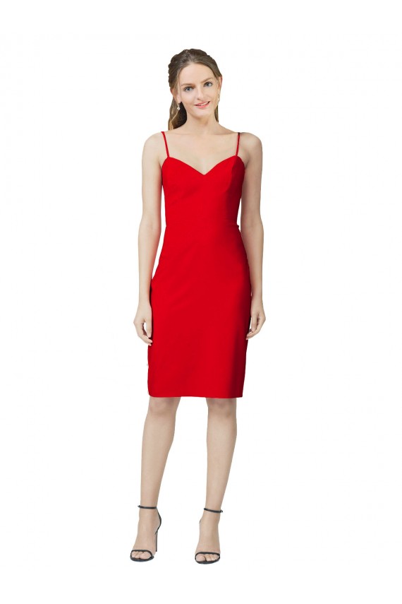 Rot Etui Wadenlang Cocktail Strech-Krepp Kurze Formale Brautjungfernkleider / Abendkleider / Abiballkleider / Cocktailkleider / Heimkehr Kleider Kaufen