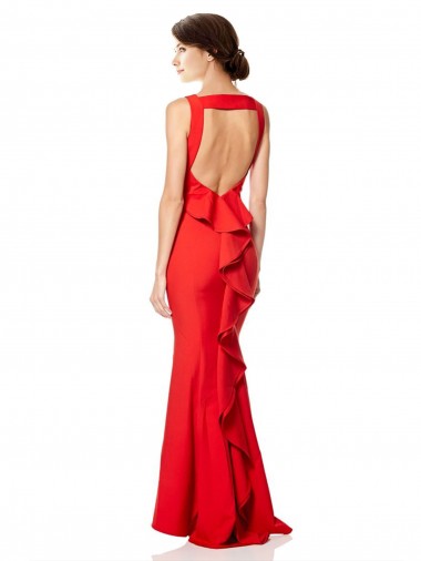 Rot Meerjungfrau Neckholder Stehkragen Ausschnitt Strech-Krepp Lange Formale Brautjungfernkleider / Abendkleider / Abiballkleider Kaufen
