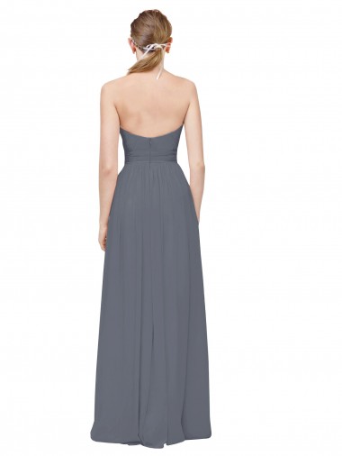 Schiefergrau A-Linien Chiffon Lange Brautjungfernkleider Kaufen