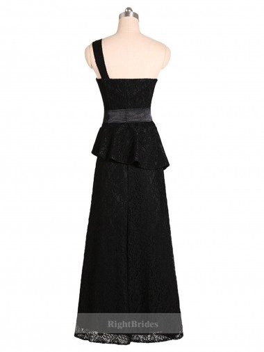 Schwarz Meerjungfrau Eine-Schulter Satin Lange Brautjungfernkleider Kaufen