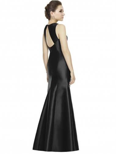 Schwarz Meerjungfrau Stehkragen Ausschnitt Satin Lange Brautjungfernkleider Kaufen