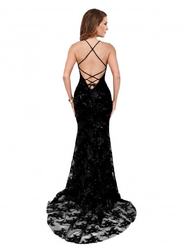 Schwarz Meerjungfrau Stehkragen Ausschnitt Spitze Lange Formale Brautjungfernkleider / Abendkleider / Abiballkleider Kaufen