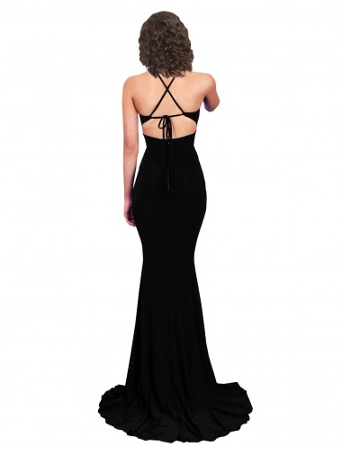 Schwarz Meerjungfrau V-Ausschnitt Elasthan Lange Formale Brautjungfernkleider / Abendkleider / Abiballkleider Kaufen