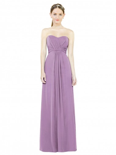 Staubiger Lavendel A-Linien Chiffon Lange Brautjungfernkleider Kaufen