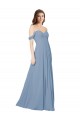 Staubiges Blau A-Linien Chiffon Lange Brautjungfernkleider Kaufen