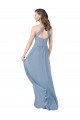 Staubiges Blau A-Linien Neckholder Chiffon Lange Brautjungfernkleider Kaufen