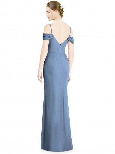 Staubiges Blau A-Linien Off-Schulter Chiffon Lange Formale Brautjungfernkleider / Abendkleider Kaufen