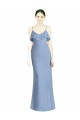 Staubiges Blau A-Linien Spaghetti-Träger V-Ausschnitt Chiffon Lange Brautjungfernkleider Kaufen