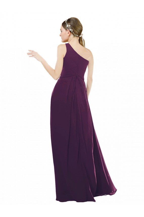 Traube A-Linien Eine-Schulter Chiffon Lange Brautjungfernkleider Kaufen