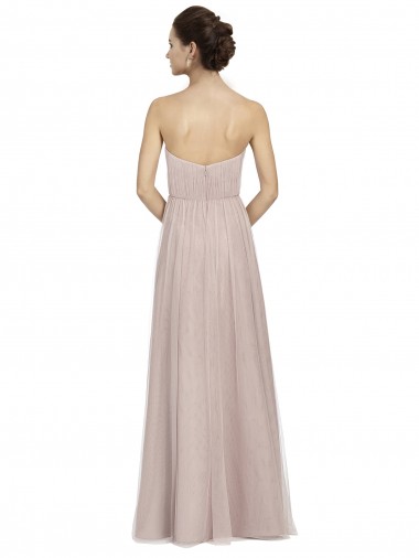 Vintage Rose A-Linien Tüll Lange Brautjungfernkleider Kaufen