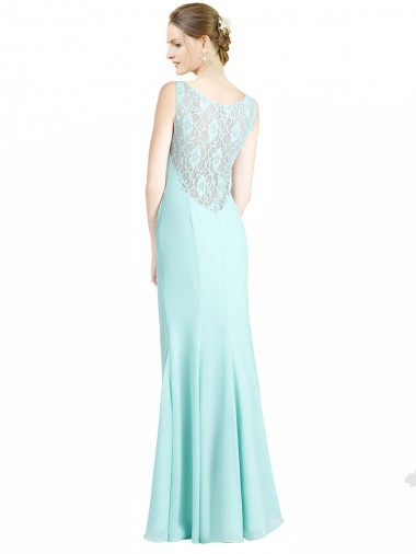 Waterfall Meerjungfrau V-Ausschnitt Chiffon Spitze Lange Brautjungfernkleider Kaufen