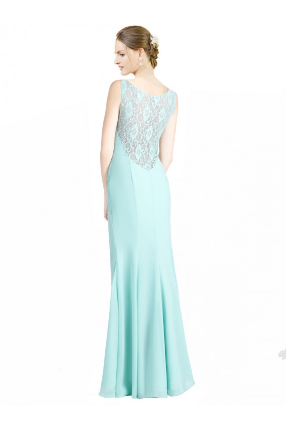 Waterfall Meerjungfrau V-Ausschnitt Chiffon Spitze Lange Brautjungfernkleider Kaufen