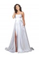 Weiß A-Linien Spaghetti-Träger Stretch-Satin Einfache Strand Brautkleider Kaufen