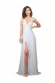 Weiß A-Linien V-Ausschnitt Sweep Zug Chiffon Einfache Strand Brautkleider Kaufen