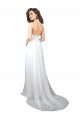 Weiß A-Linien V-Ausschnitt Sweep Zug Chiffon Einfache Strand Brautkleider Kaufen