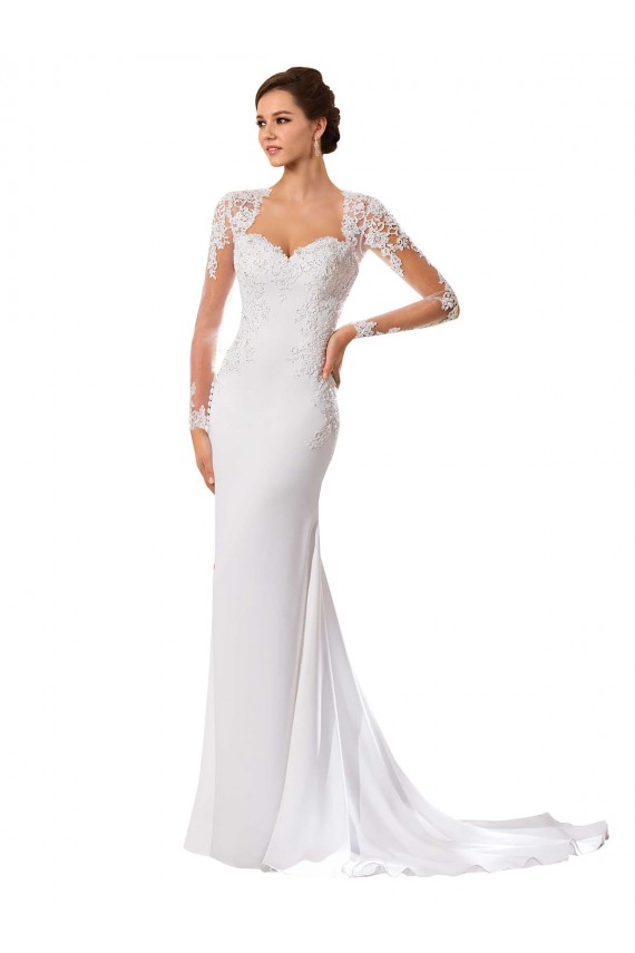 Weiß Etui Kapelle-schleppe Chiffon Spitze Brautkleider Kaufen