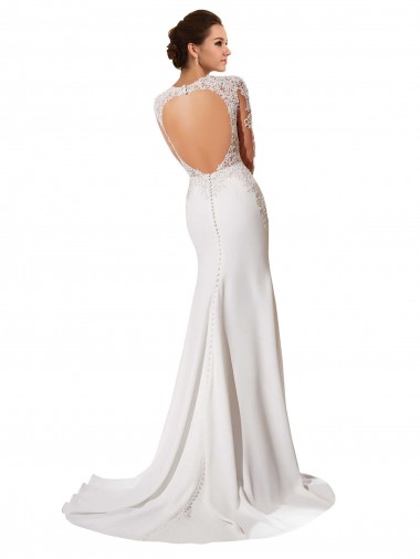 Weiß Etui Kapelle-schleppe Chiffon Spitze Brautkleider Kaufen