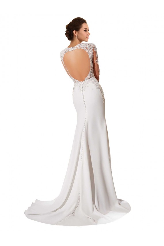 Weiß Etui Kapelle-schleppe Chiffon Spitze Brautkleider Kaufen