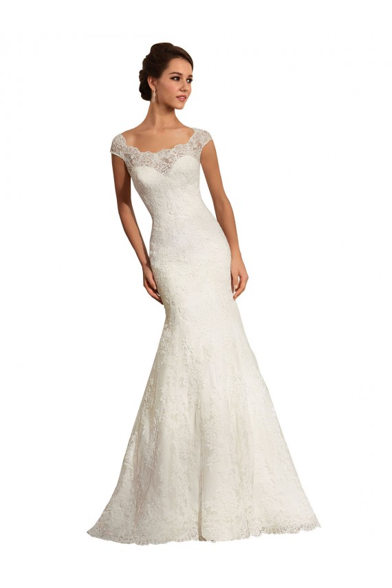 Weiß Meerjungfrau Kapelle-schleppe Spitze Brautkleider Kaufen