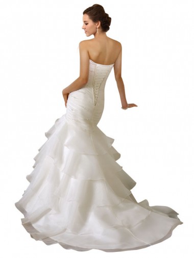 Weiß Meerjungfrau Kapelle-schleppe Tüll Brautkleider Kaufen