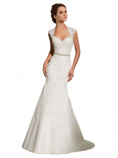 Weiß Meerjungfrau Kapelle-schleppe Tüll Spitze Brautkleider Kaufen