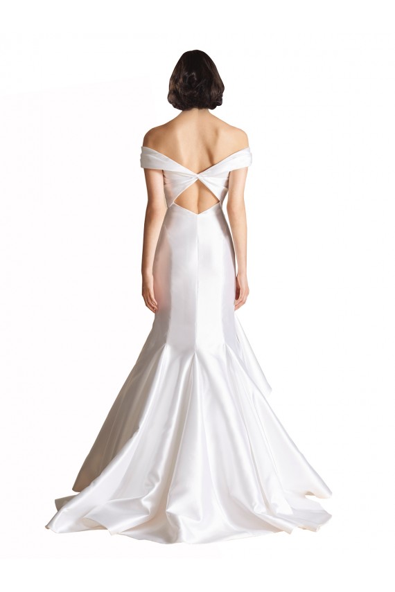 Weiß Meerjungfrau Off-Schulter Kapelle-schleppe Satin Strand Brautkleider Kaufen