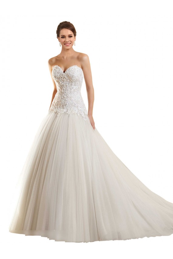 Weiß Prinzessin Kapelle-schleppe Tüll Spitze Brautkleider Kaufen