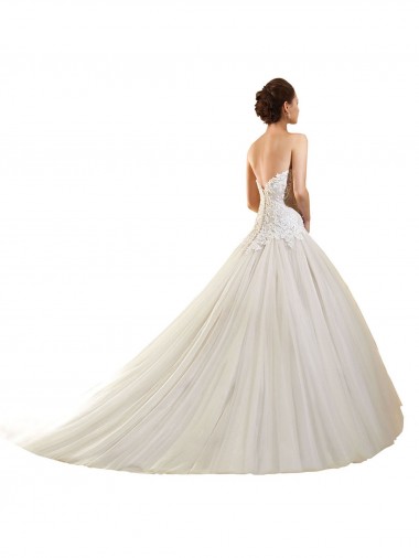 Weiß Prinzessin Kapelle-schleppe Tüll Spitze Brautkleider Kaufen