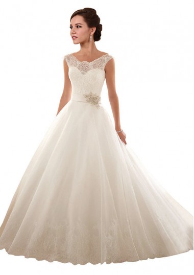 Weiß Prinzessin Off-Schulter Kapelle-schleppe Tüll Spitze Brautkleider Kaufen