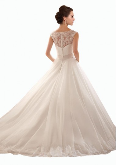 Weiß Prinzessin Off-Schulter Kapelle-schleppe Tüll Spitze Brautkleider Kaufen